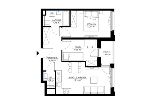 Plan 3 pok. 55m²