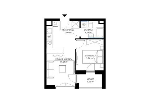 Plan 2 pok. 34m²