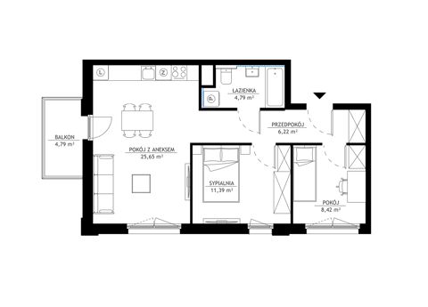Plan 3 pok. 56m²