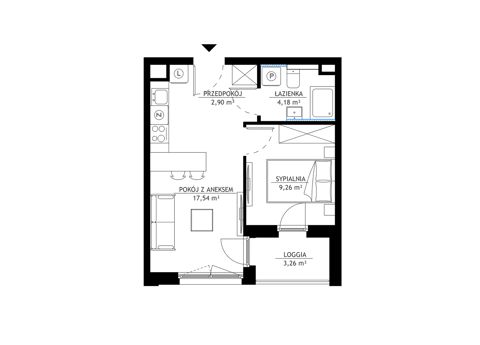 Plan 2 pok. 34m²