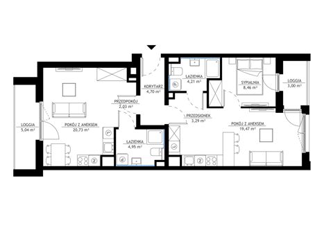Plan 3 pok. 68m²