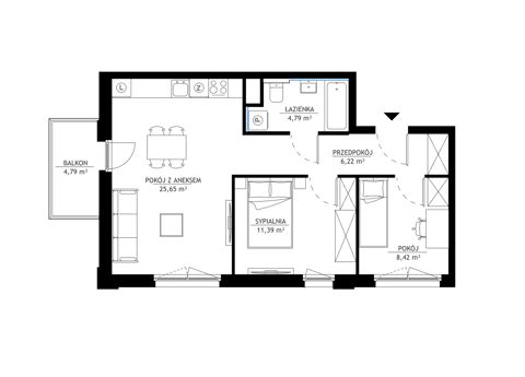 Plan 3 pok. 56m²