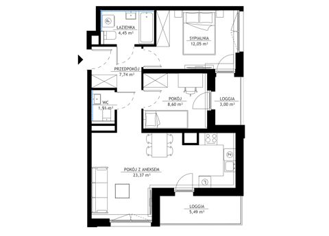 Plan 3 pok. 58m²