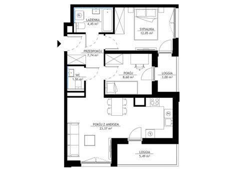 Plan 3 pok. 58m²