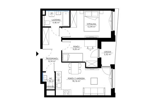 Plan 3 pok. 55m²
