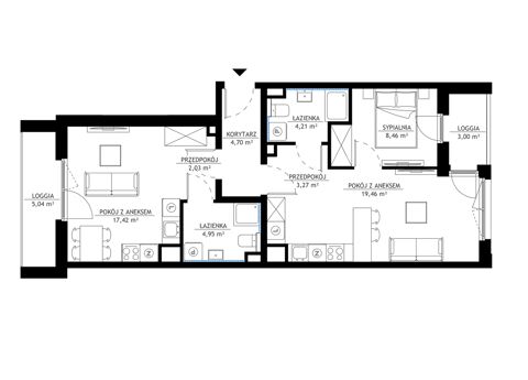 Plan 3 pok. 65m²