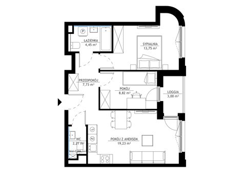 Plan 3 pok. 56m²
