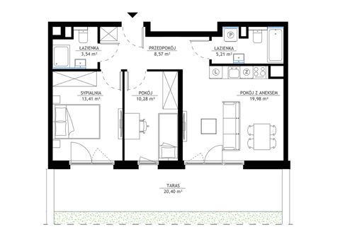 Plan 3 pok. 61m²