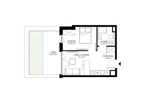 Plan 2 pok. 34m²