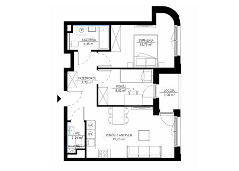 Plan 3 pok. 56m²