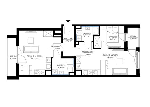Plan 3 pok. 67m²