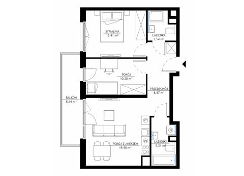 Plan 3 pok. 61m²