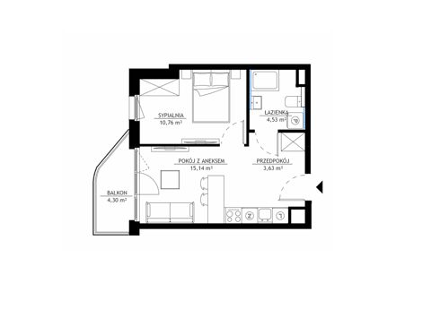 Plan 2 pok. 34m²