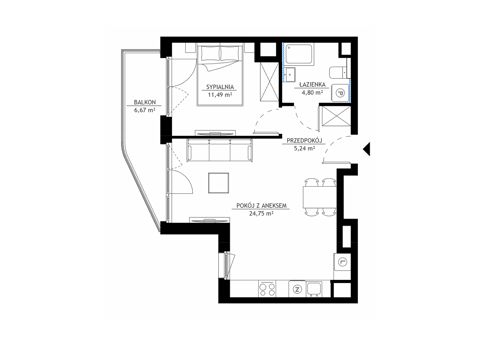 Plan 2 pok. 46m²