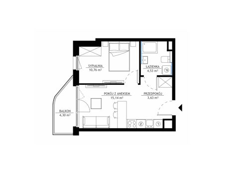 Plan 2 pok. 34m²