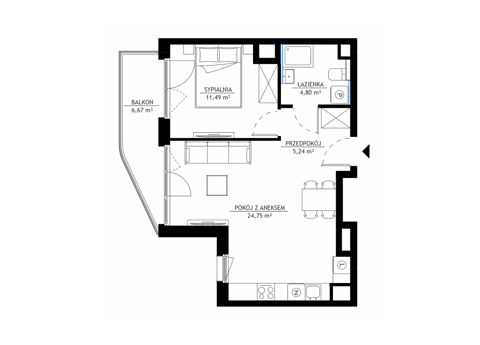 Plan 2 pok. 46m²