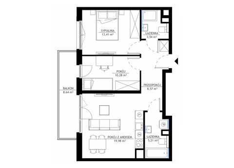 Plan 3 pok. 61m²