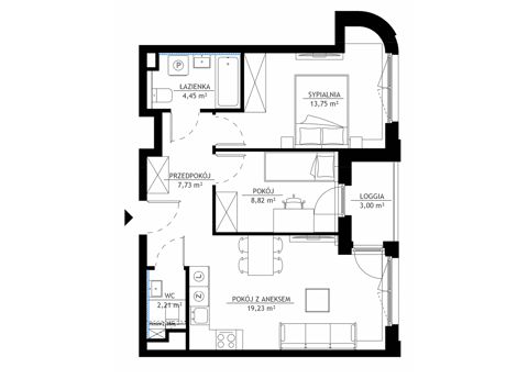 Plan 3 pok. 56m²