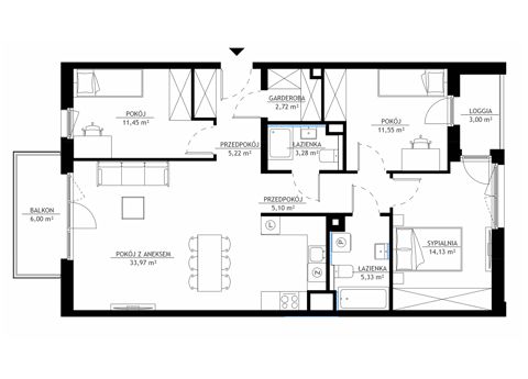 Plan 4 pok. 93m²