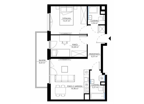 Plan 3 pok. 61m²