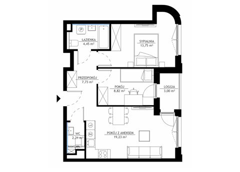 Plan 3 pok. 56m²