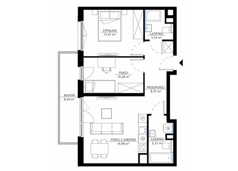 Plan 3 pok. 61m²