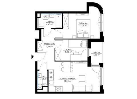 Plan 3 pok. 56m²