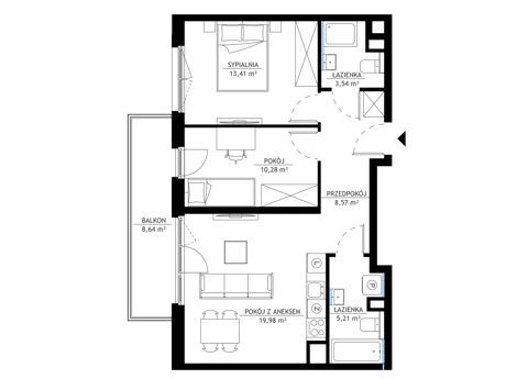 Plan 3 pok. 61m²