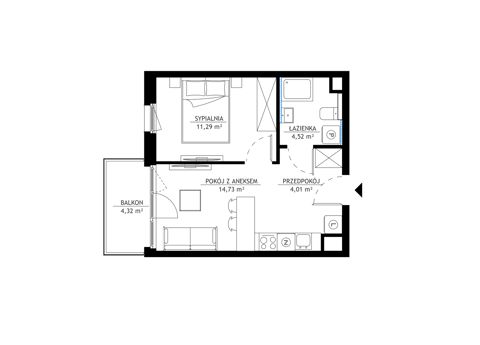 Plan 2 pok. 35m²