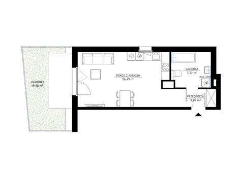 Plan 1 pok. 38m²