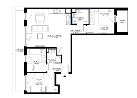 Plan 4 pok. 78m²