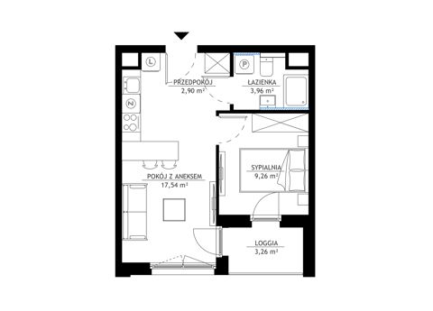 Plan 2 pok. 34m²