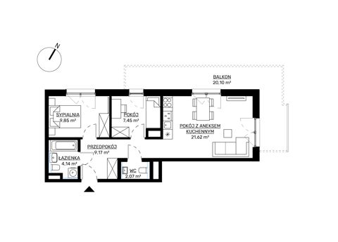 Plan 3 pok. 54m²