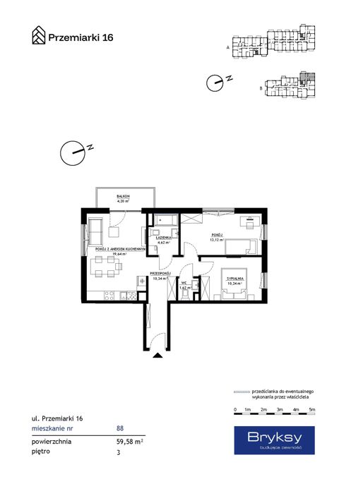 Plan 3 pok. 60m²