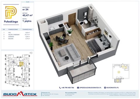 Plan 1 pok. 40m²