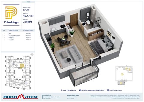 Plan 1 pok. 40m²