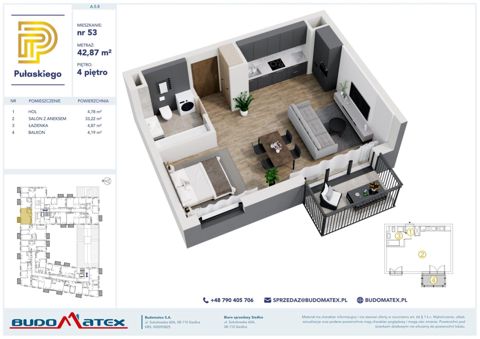 Plan 1 pok. 43m²