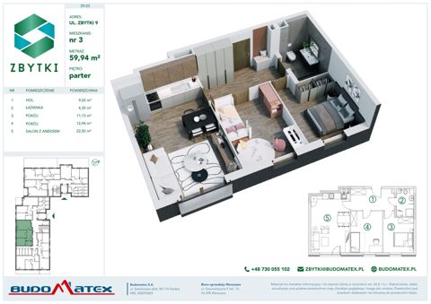 Plan 3 pok. 60m²