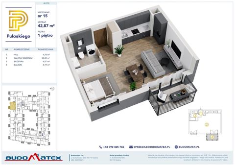 Plan 1 pok. 43m²