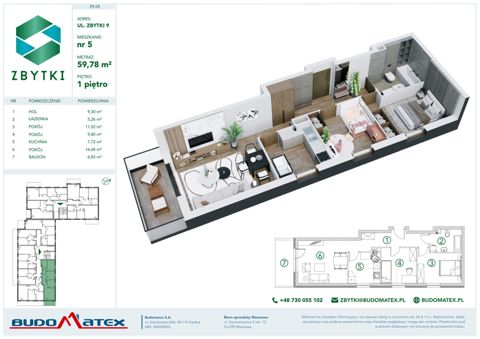 Plan 3 pok. 60m²