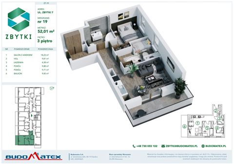Plan 3 pok. 52m²