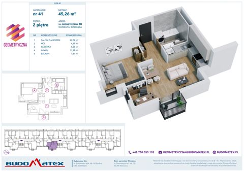 Plan 2 pok. 45m²