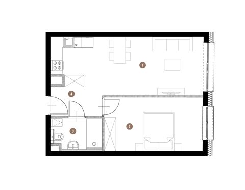 Plan 2 pok. 45m²