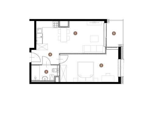 Plan 2 pok. 44m²