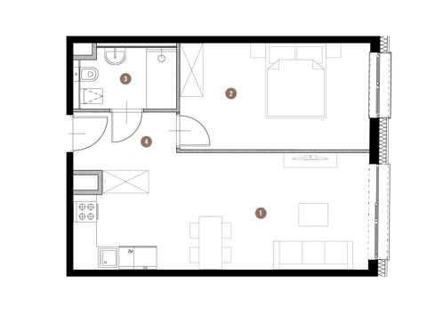 Plan 2 pok. 45m²