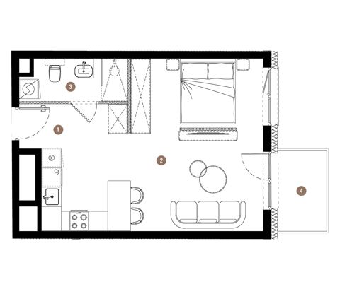 Plan 1 pok. 37m²