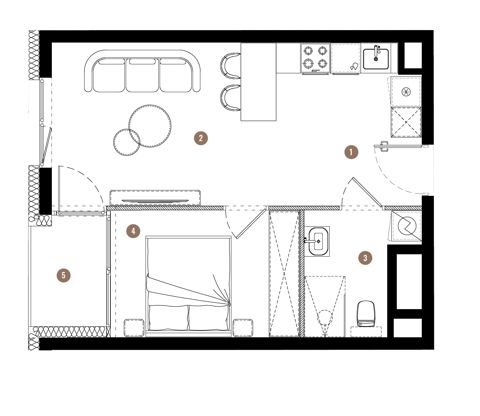 Plan 2 pok. 37m²