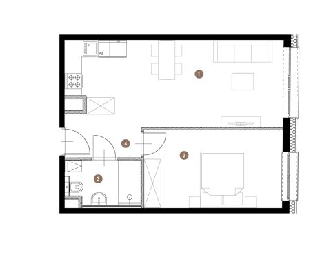 Plan 2 pok. 45m²