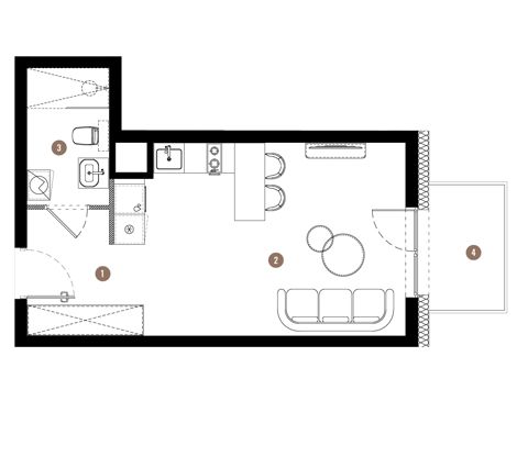 Plan 1 pok. 30m²