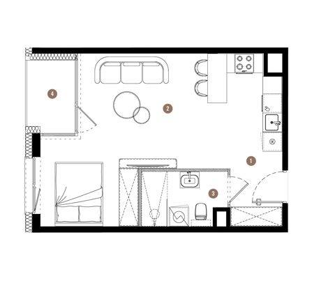 Plan 1 pok. 35m²